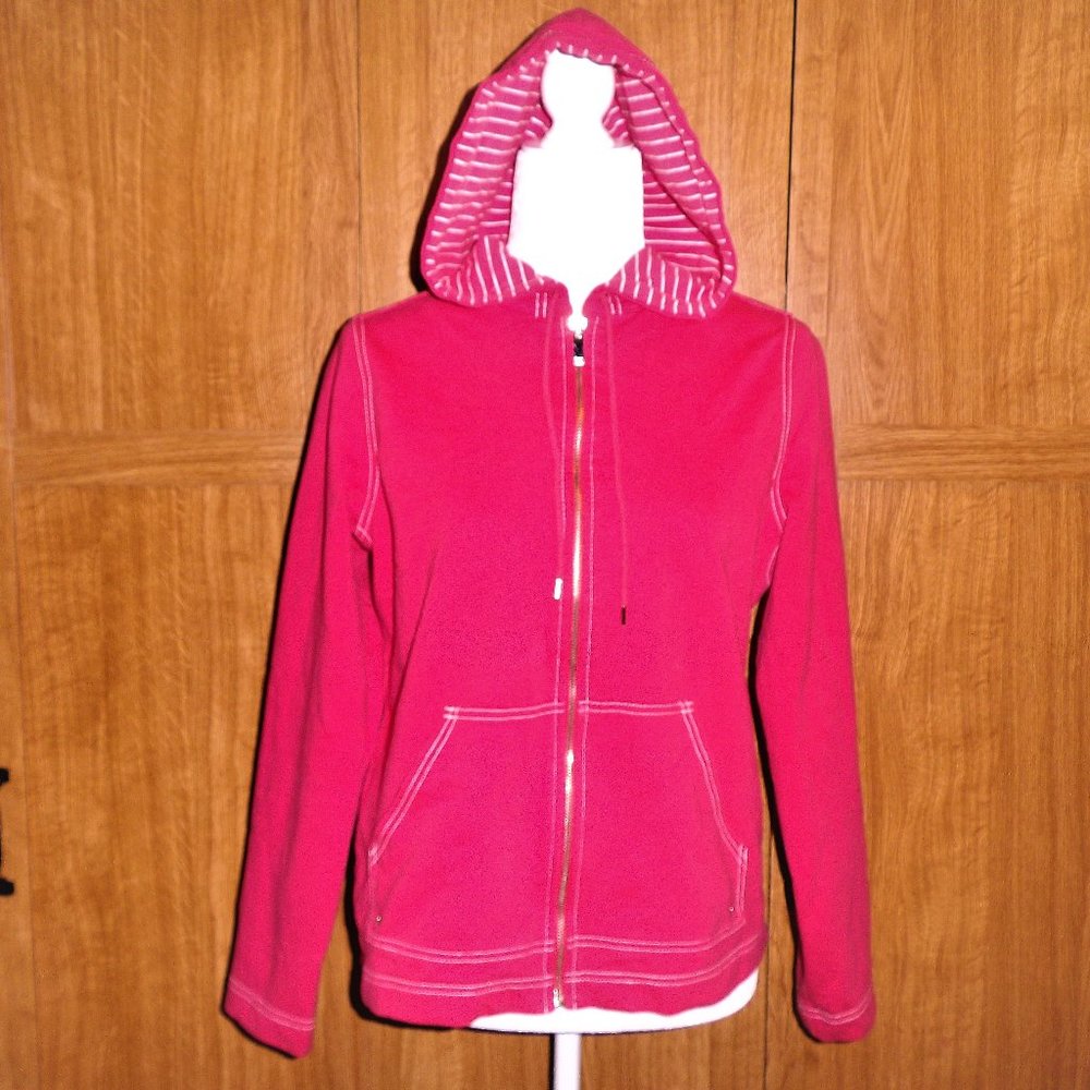 Dark Pink Zip-Up Hoodie w/Kangaroo Pocket